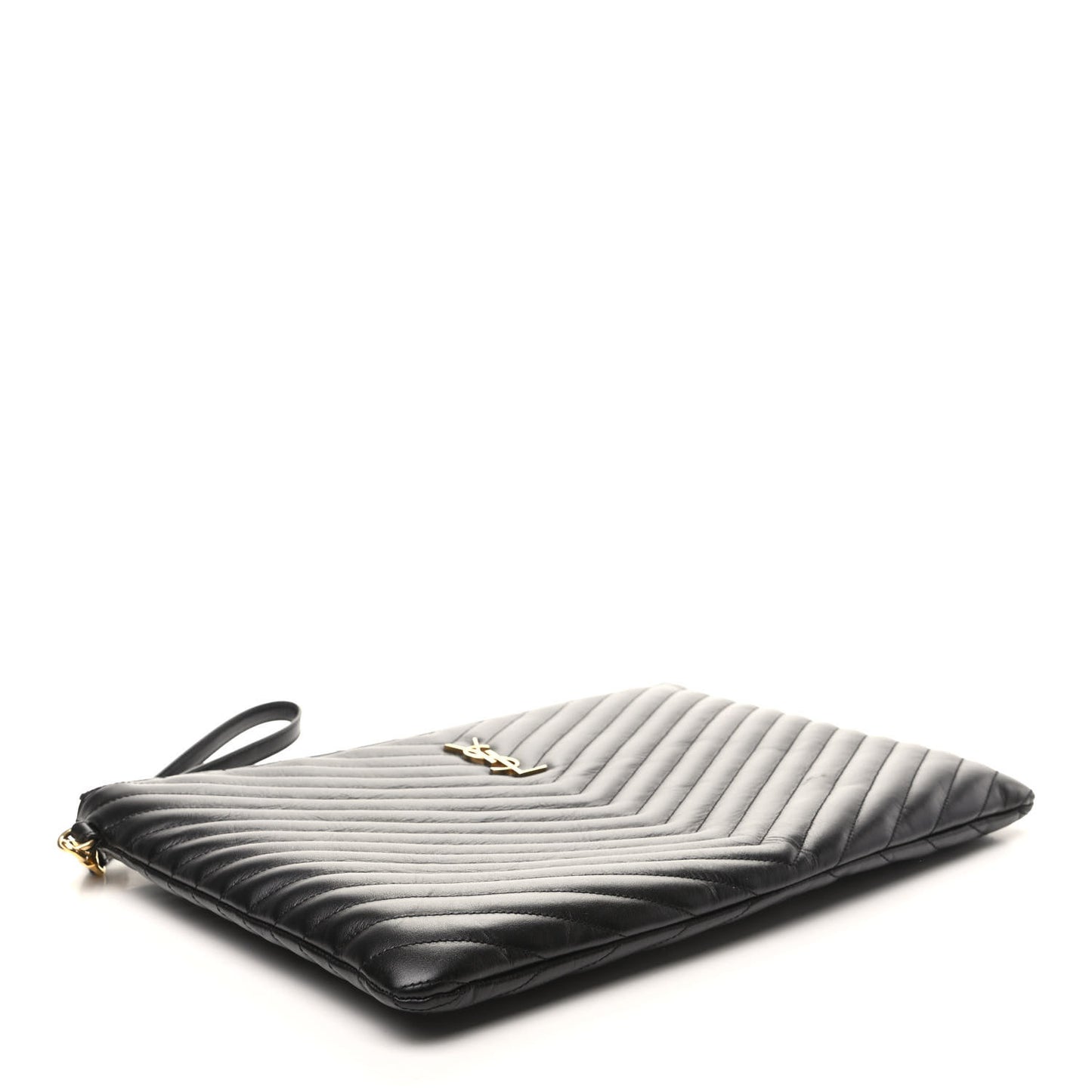 Calfskin Matelasse Chevron Monogram Document Holder Black