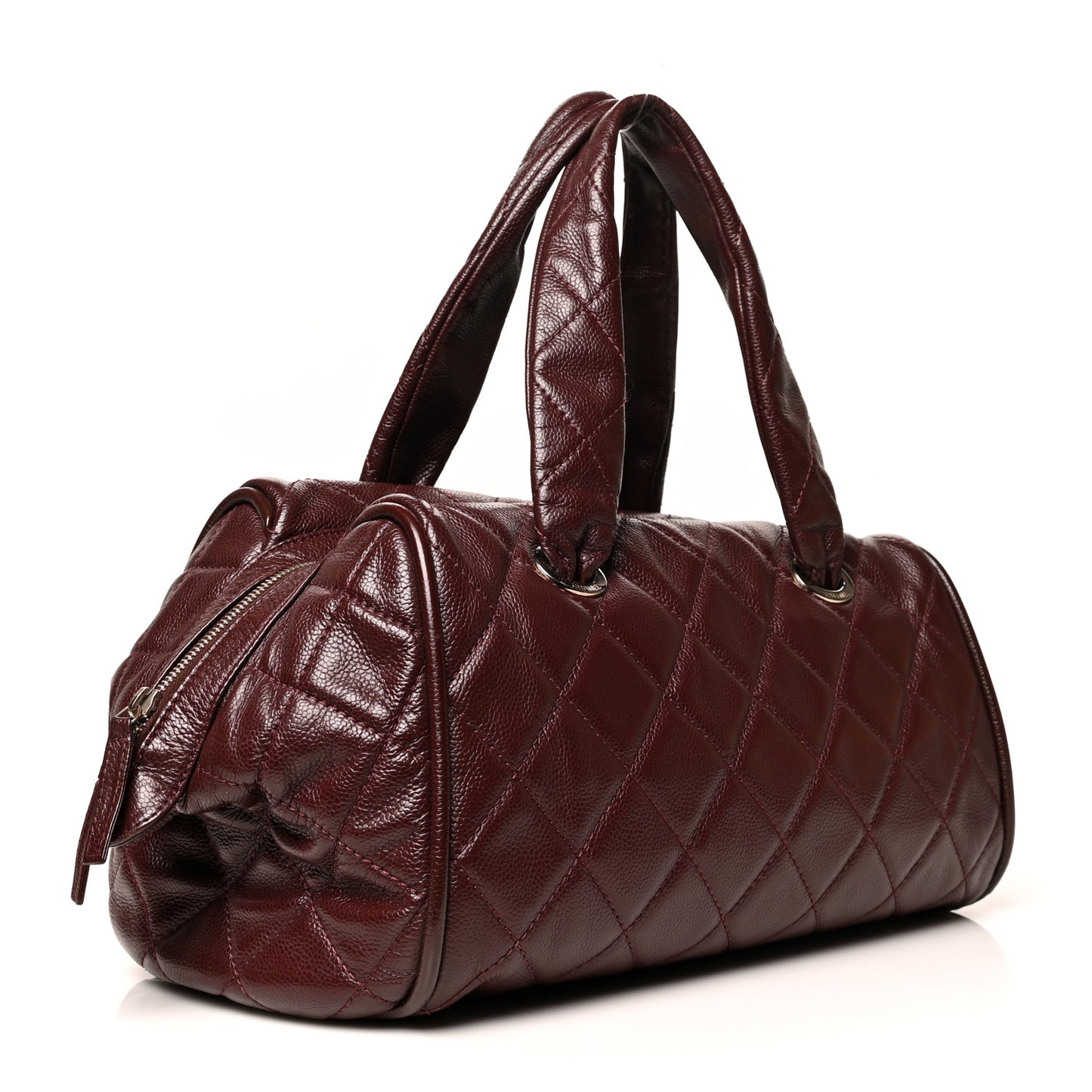 Caviar Quilted CC Timeless Bowler Burgundy