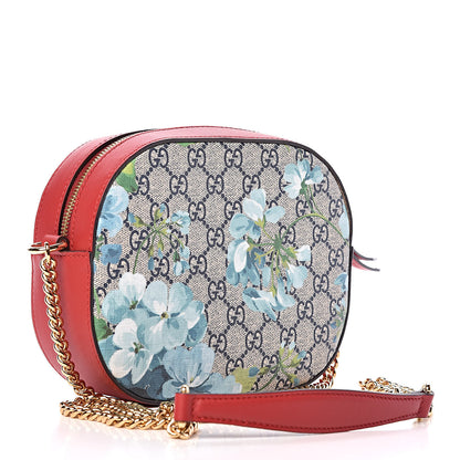 Gucci GG Supreme Monogram Blooms Mini Chain Shoulder Bag Beige Blue Navy Hibiscus Red 3 of 9