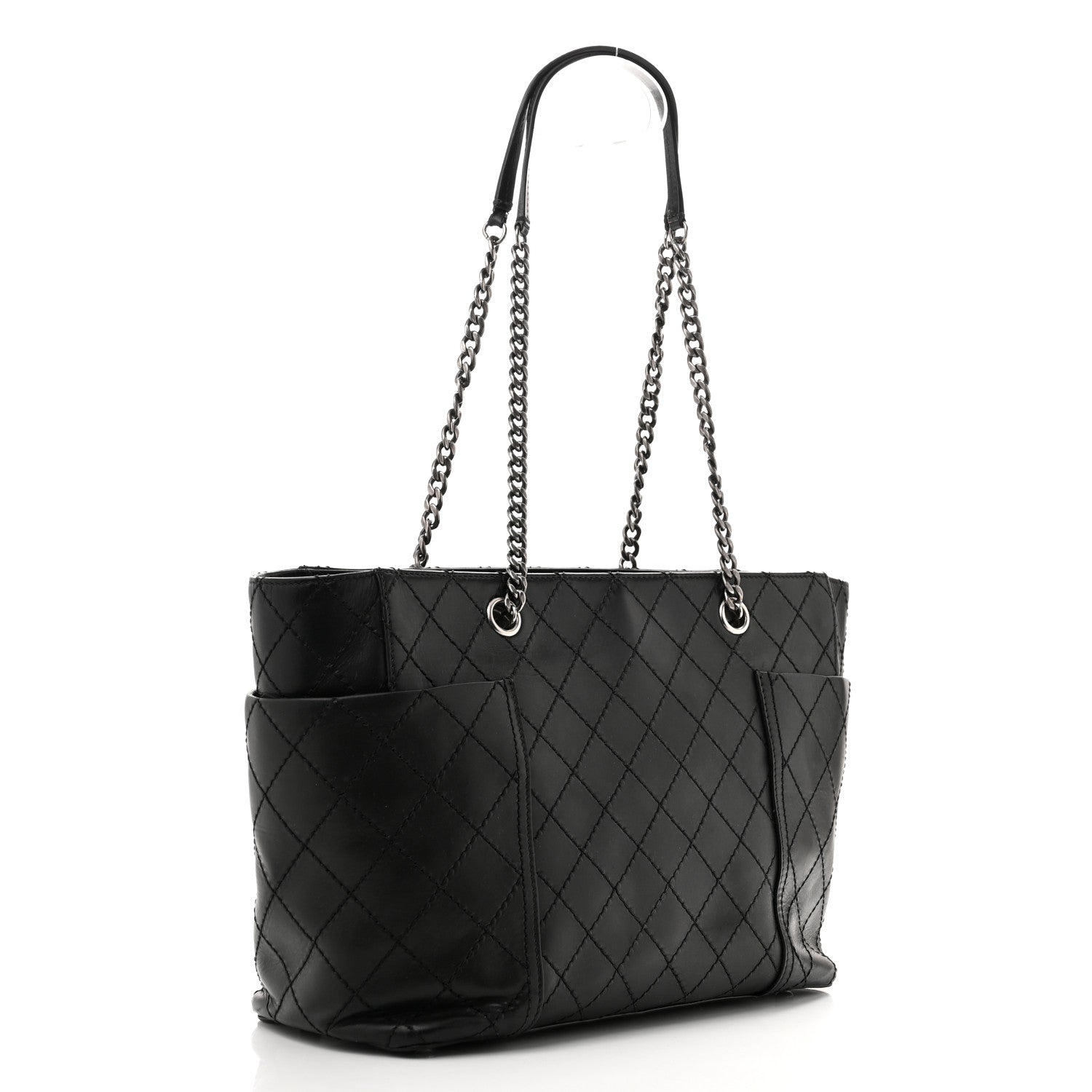 Chanel Lambskin Stitched Shopping Tote Black 3 of 13