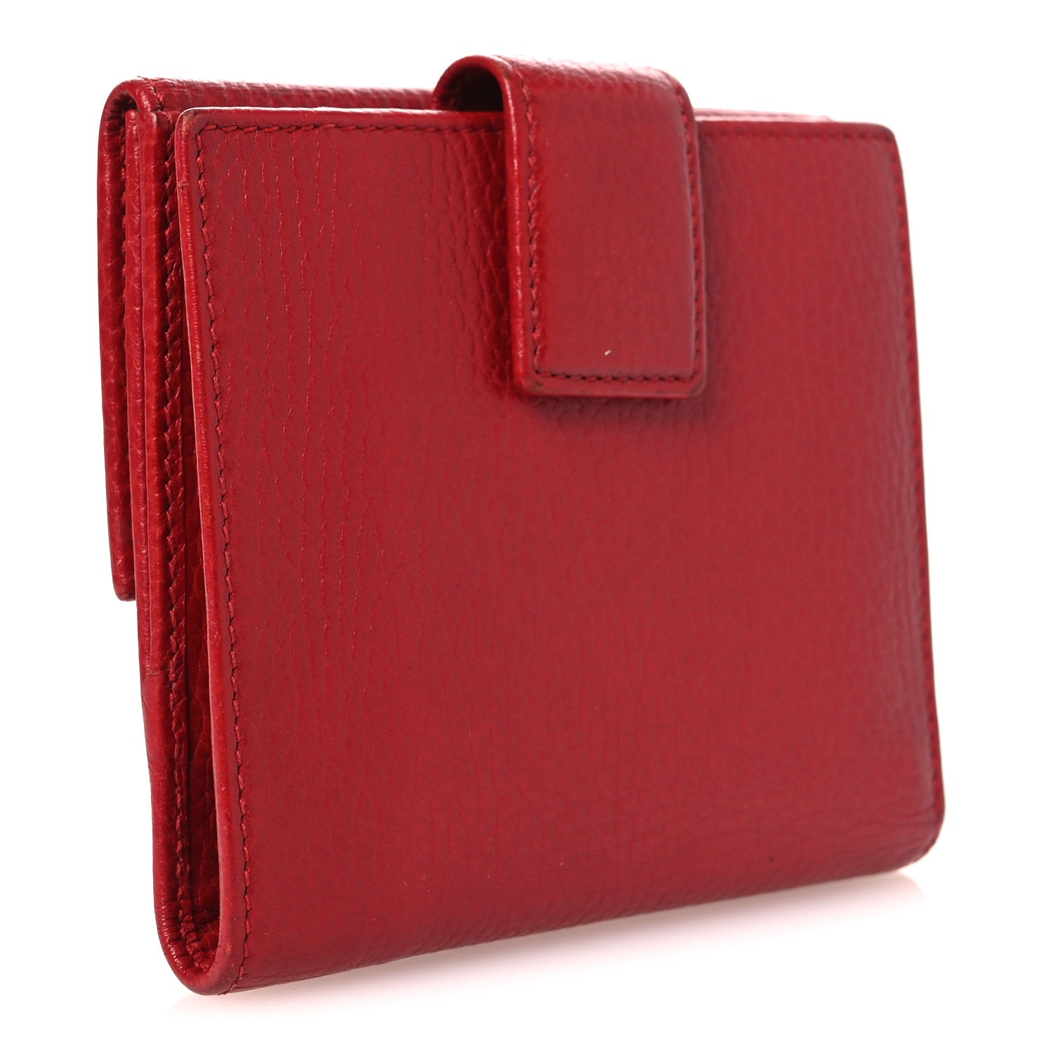 Gucci Dollar Calfskin Double G French Flap Wallet Hibiscus Red 3 of 12