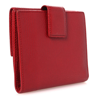 Gucci Dollar Calfskin Double G French Flap Wallet Hibiscus Red 3 of 12