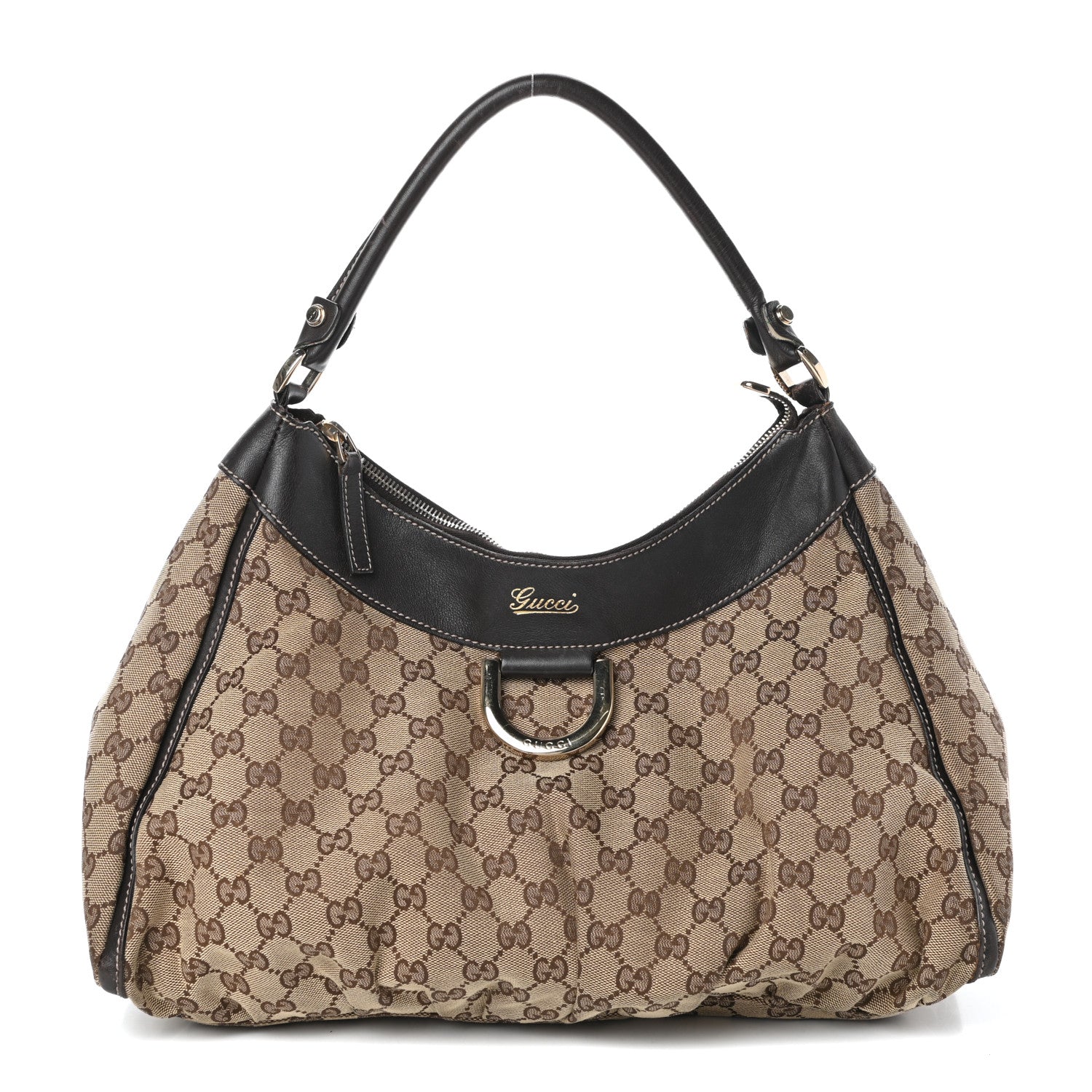 Gucci Monogram Large D Gold Hobo Dark Brown 1 of 17
