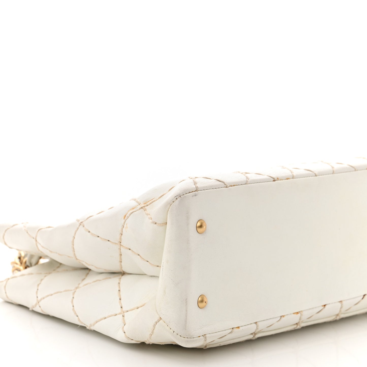 Calfskin Wild Stitch Shoulder Bag White