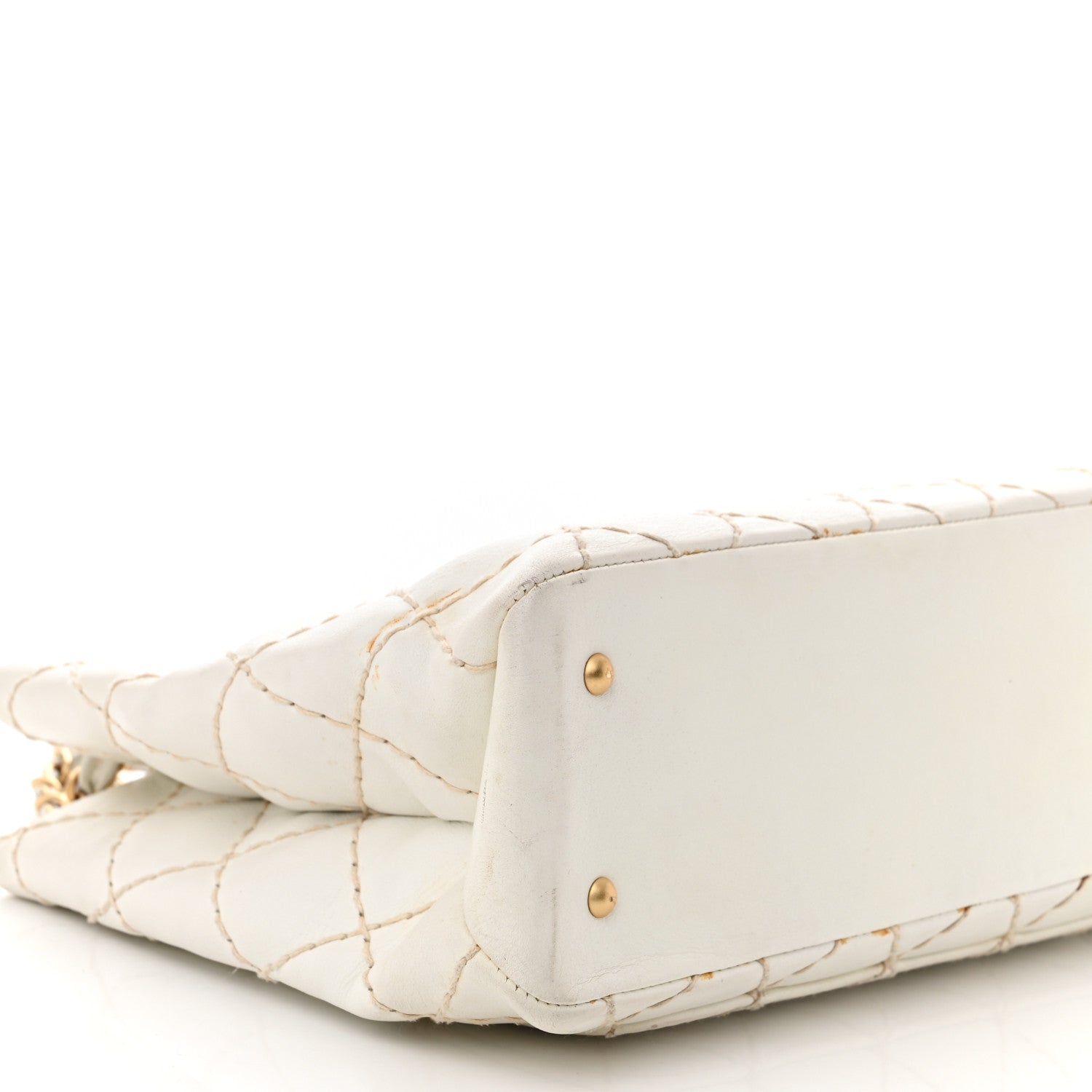Chanel Calfskin Wild Stitch Shoulder Bag White 10 of 19
