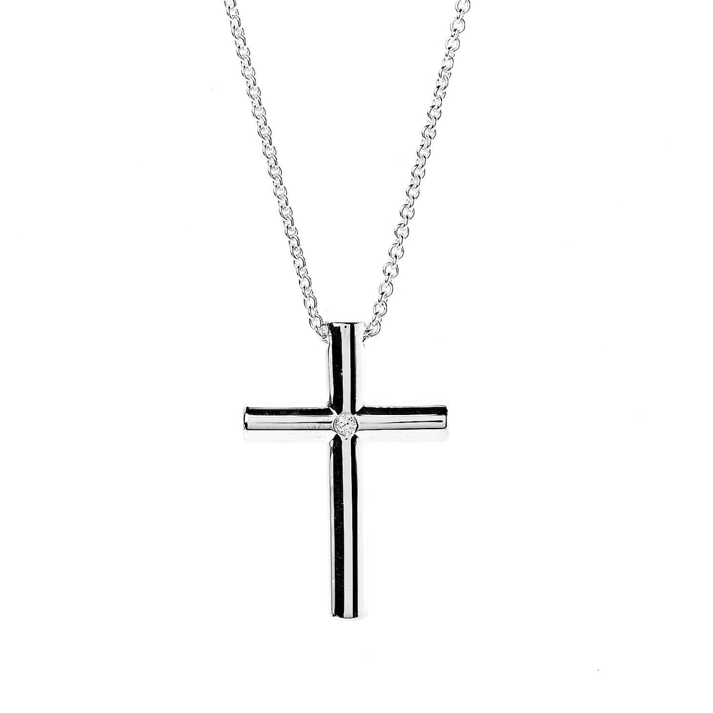 Sterling Silver Diamond Cross Pendant Necklace