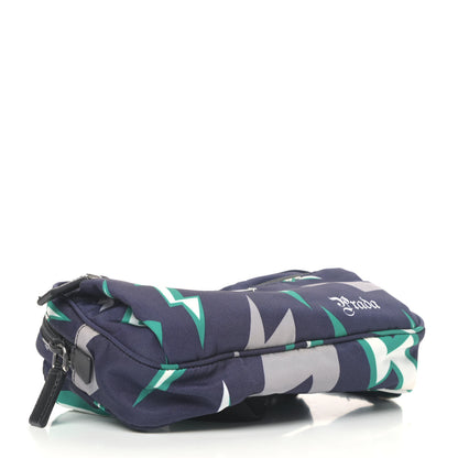 Prada X UNIVERSAL STUDIOS Tessuto Nylon Thunder Frankenstein Belt Bag Blu Smeraldo 4 of 9