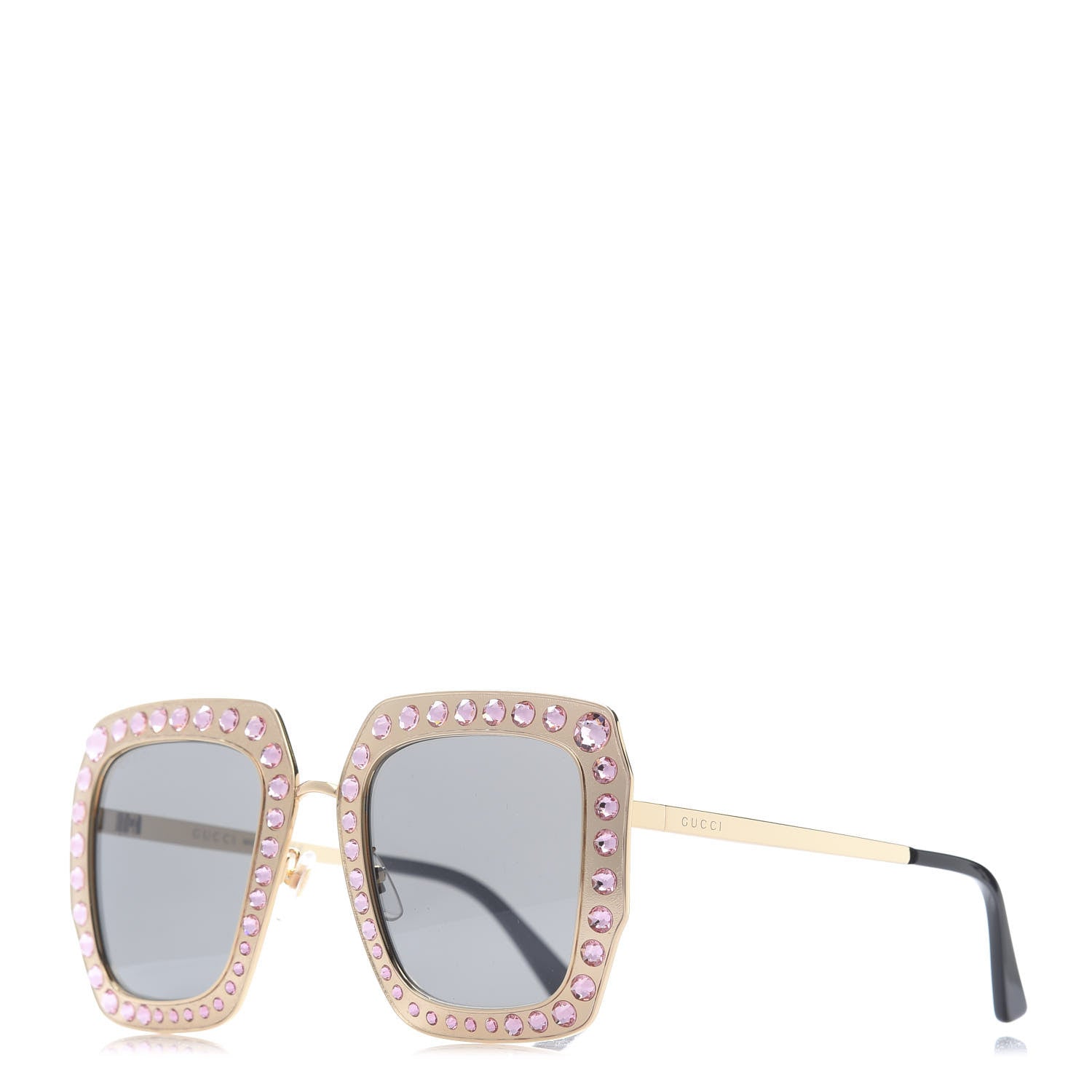 Gucci Metal Acetate Crystal Oversize GG0115S Sunglasses Gold 1 of 9