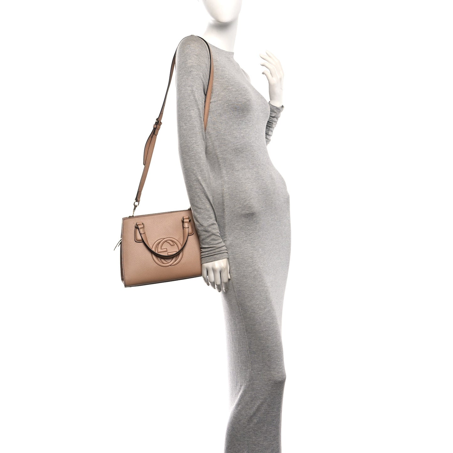 Dollar Calfskin Medium Soho Top Handle Satchel Camelia