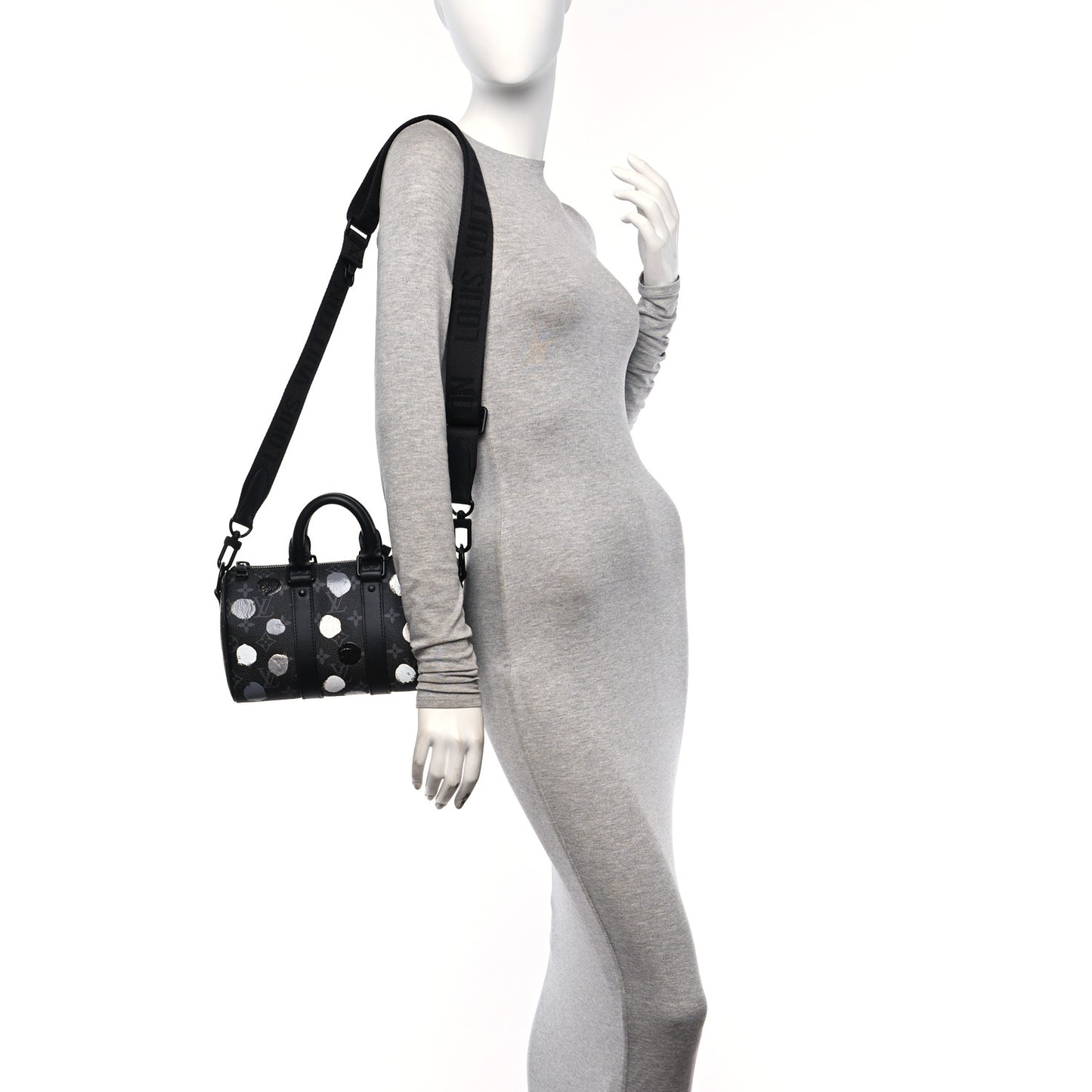 LV X YK Monogram Eclipse Keepall Bandouliere 25 Black Silver