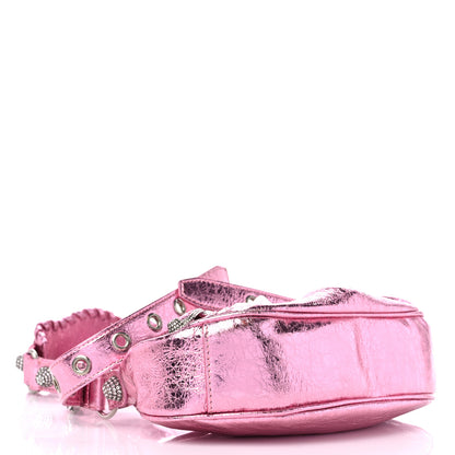 Balenciaga Metallic Agneau Arena Crystal Le Cagole Shoulder Bag XS Met Pink 5 of 10