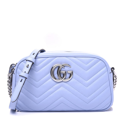 Gucci Calfskin Matelasse Small GG Marmont Chain Shoulder Bag Porcelain Light Blue 1 of 12