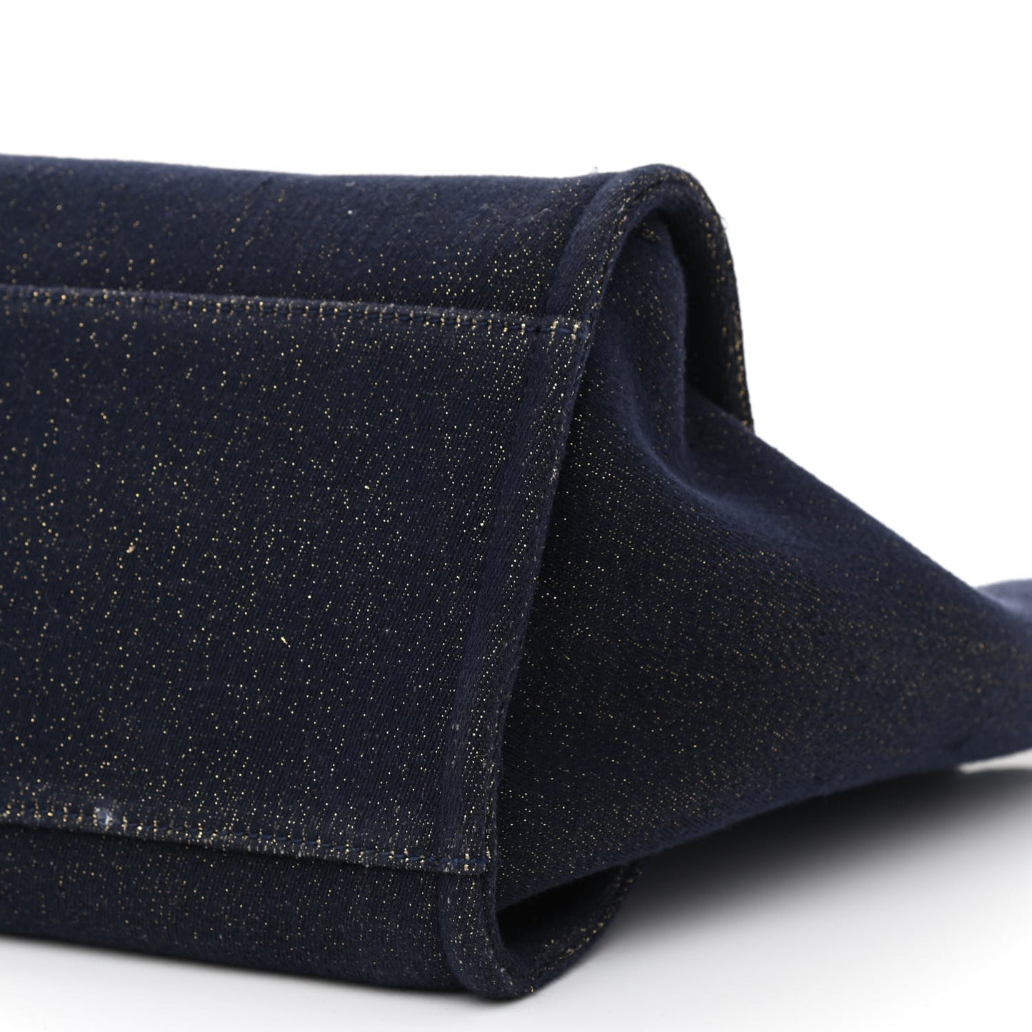 Lurex Canvas Medium Deauville Tote Navy Blue Gold