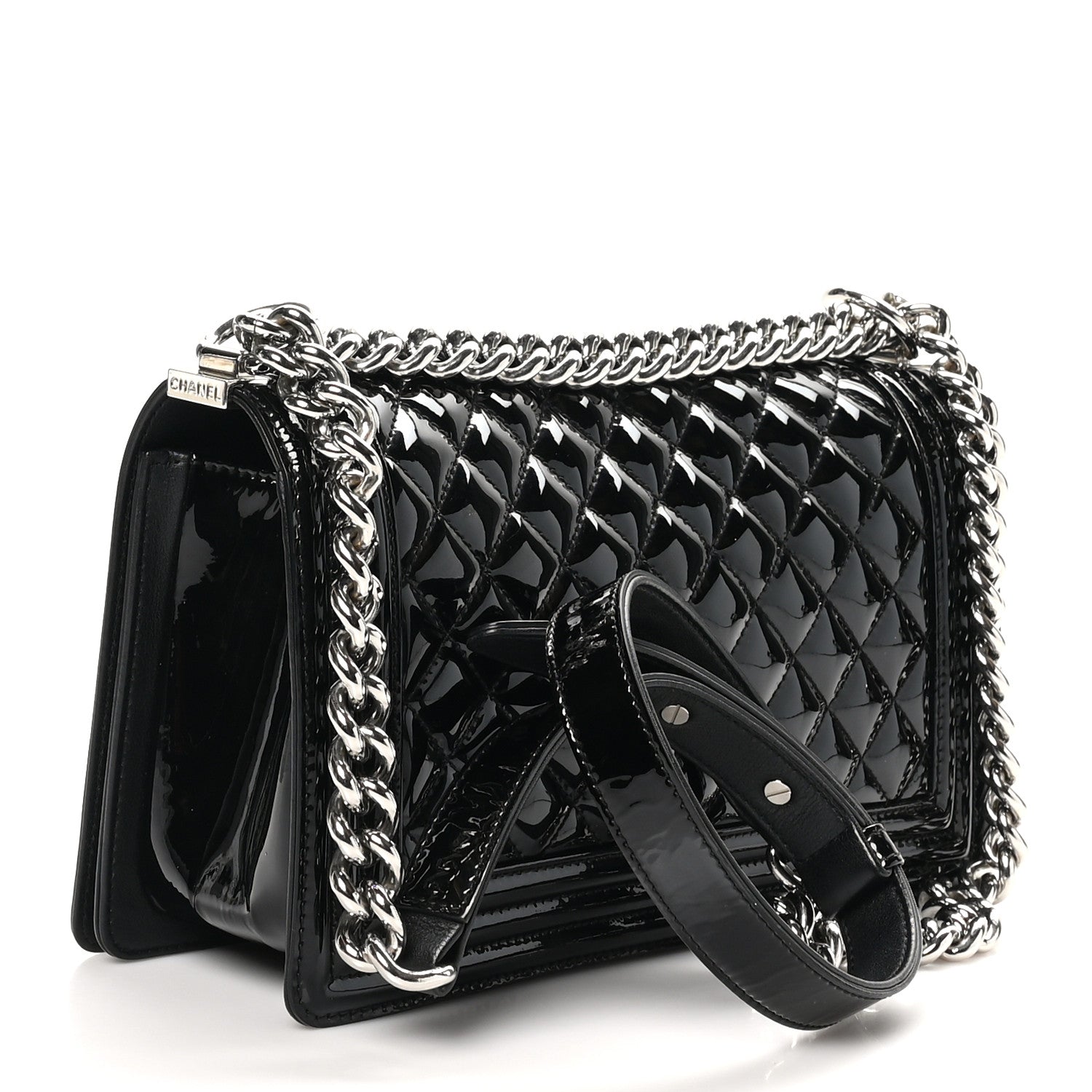 Chanel Patent Calfskin Quilted Medium Plexiglass Boy Flap Black 3 of 10