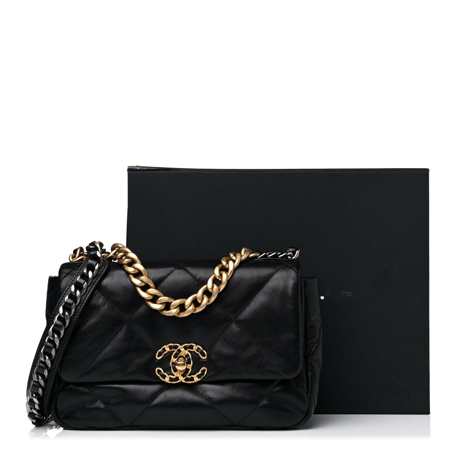 Goatskin Quilted Medium Chanel 19 Flap Black