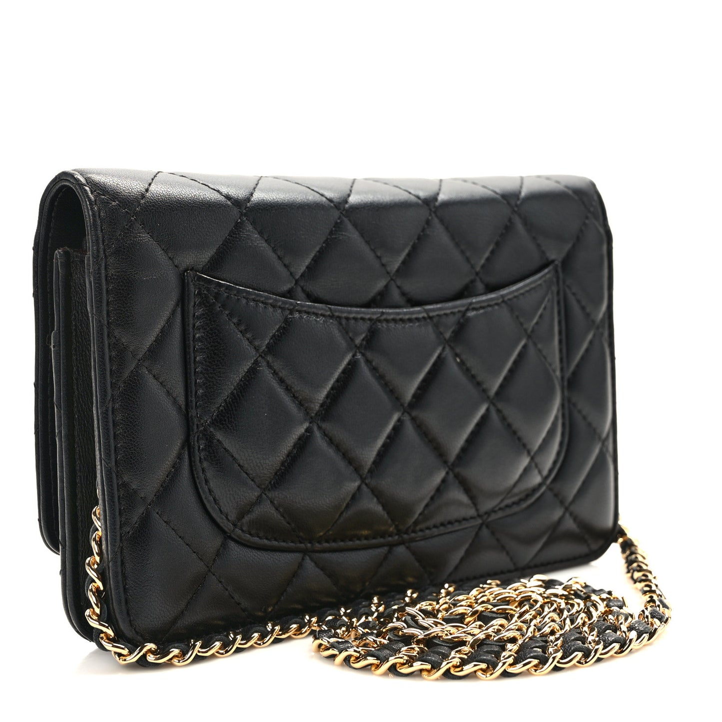 Lambskin Quilted Wallet On Chain WOC Black