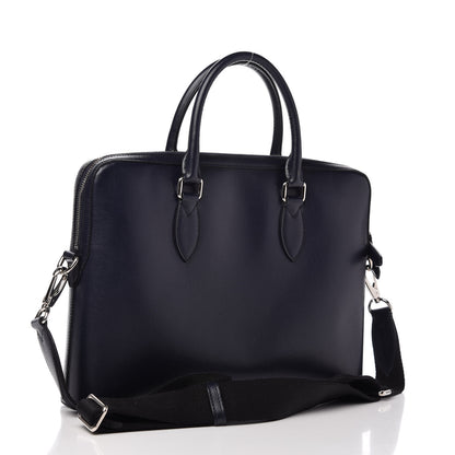 Burberry Textured Calfskin Barrow Briefcase Dark Navy 3 of 11