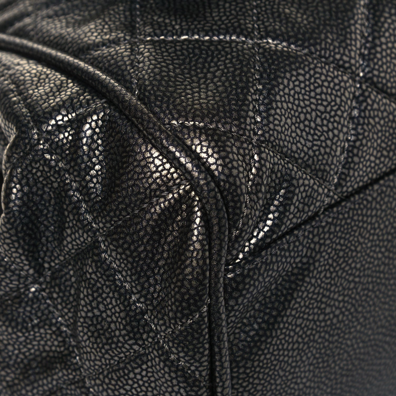 Chanel Metallic Caviar Quilted Timeless Accordion Flap Dark Silver 8 of 13