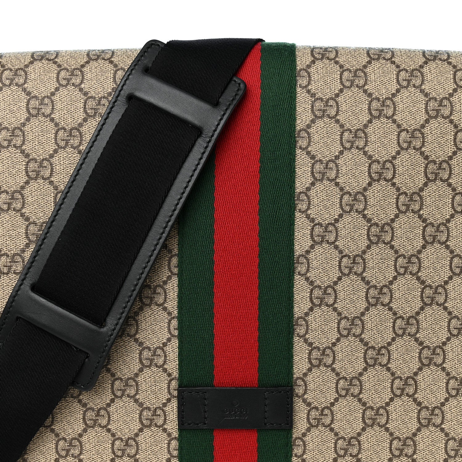 Gucci GG Supreme Monogram Web Flap Messenger Bag Black 8 of 10