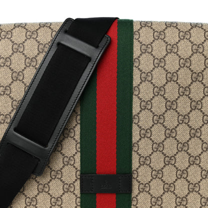 Gucci GG Supreme Monogram Web Flap Messenger Bag Black 8 of 10