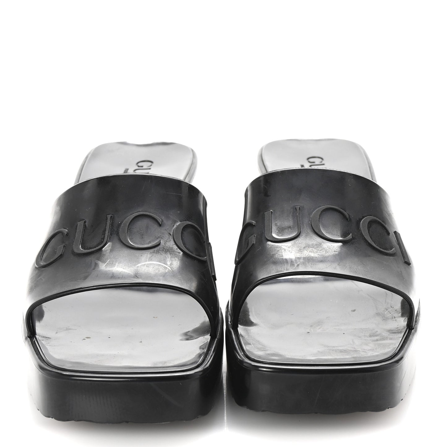 Rubber Gucci Logo Womens Platform 20/60mm Slide Sandals 37 Black