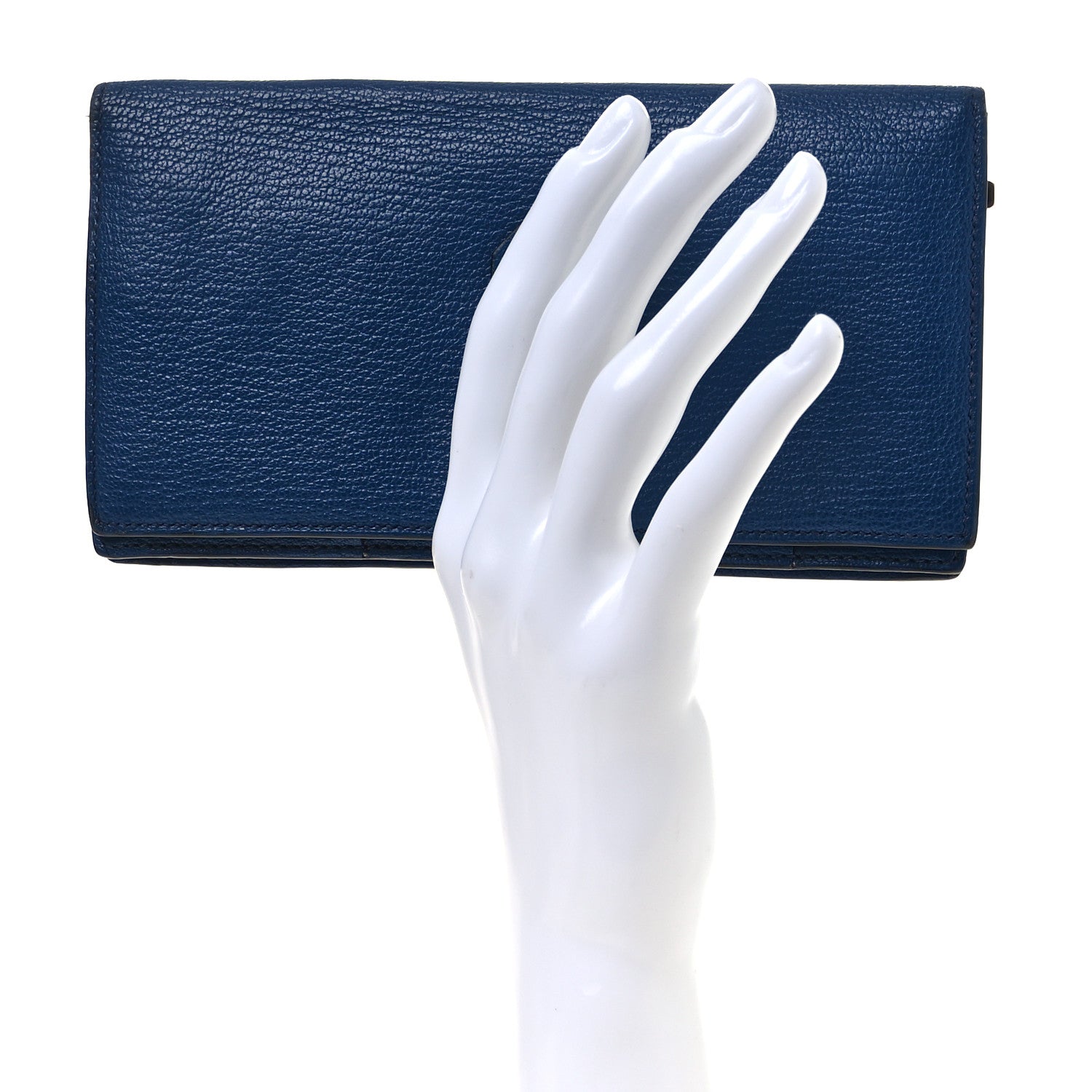 Hermes Chevre Mysore Bearn Gusset Wallet Bleu Agate 2 of 10