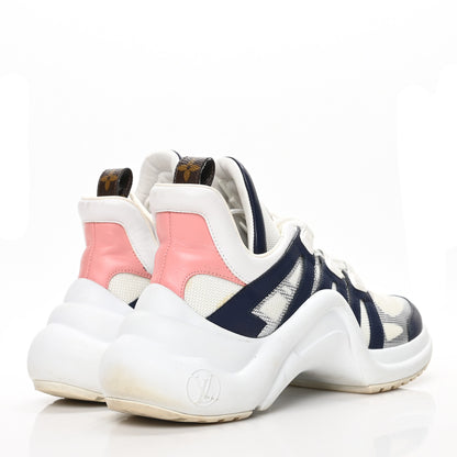 Louis Vuitton Calfskin Technical Nylon LV Archlight Sneaker 39 White Blue Pink 4 of 7