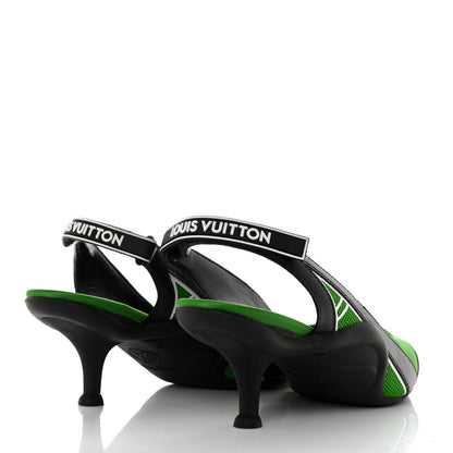 Louis Vuitton Calfskin Archlight Slingback Pumps 37 Black Green 4 of 8