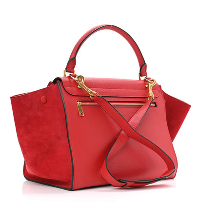 Celine Drummed Calfskin Suede Medium Trapeze Coquelicot 4 of 11