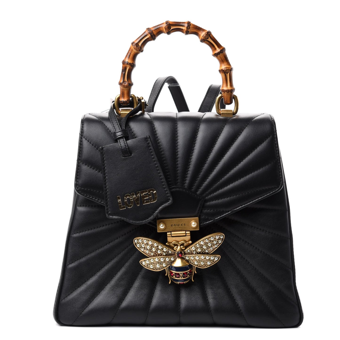 Calfskin Bamboo Trapuntata Queen Margaret Backpack Black