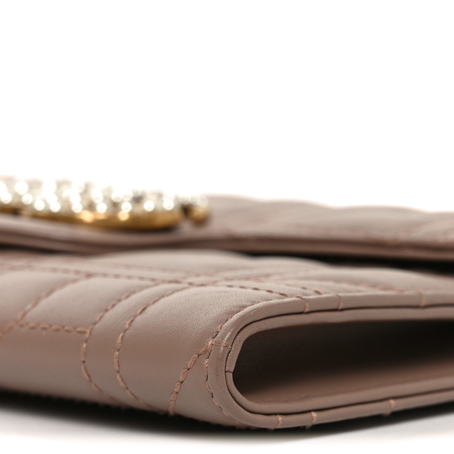 Gucci Calfskin Matelasse Mini Pearly GG Marmont Chain Wallet Porcelain Rose 10 of 11
