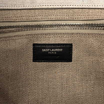 Saint Laurent Linen Calfskin Rive Gauche Tote Optic White 6 of 11