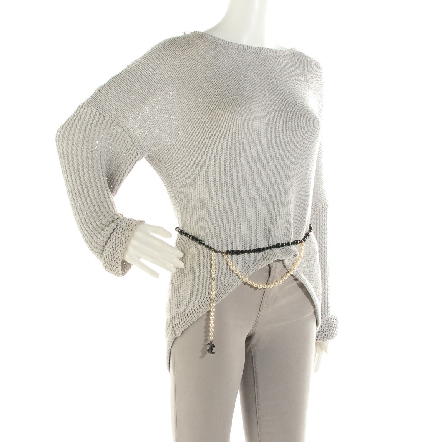 Chanel Pearl Ruthenium CC Belt Black White 2 of 5