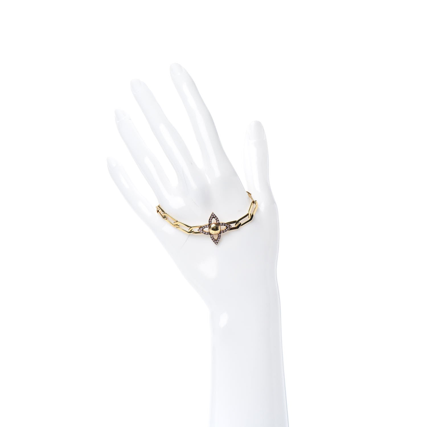 Louis Vuitton Swarovski Crystal Flower Power Bracelet Gold 2 of 5