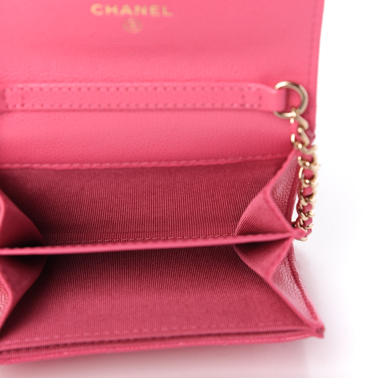 Chanel Caviar Quilted Flap Card Holder On Chain Pink 5 of 11