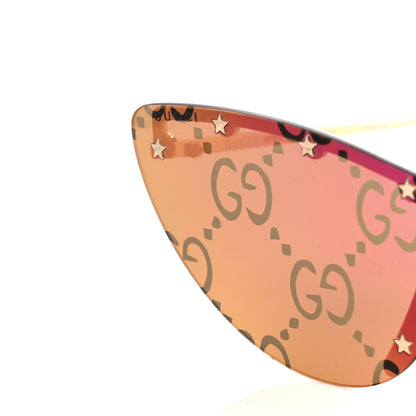 Gucci Metal Rimless Star Studded Monogram 90mm Cat Eye GG0666S Sunglasses Mirror Purple 7 of 8