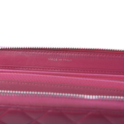 Chanel Lambskin Quilted Large Gusset Zip Around Wallet Pink 12 of 15