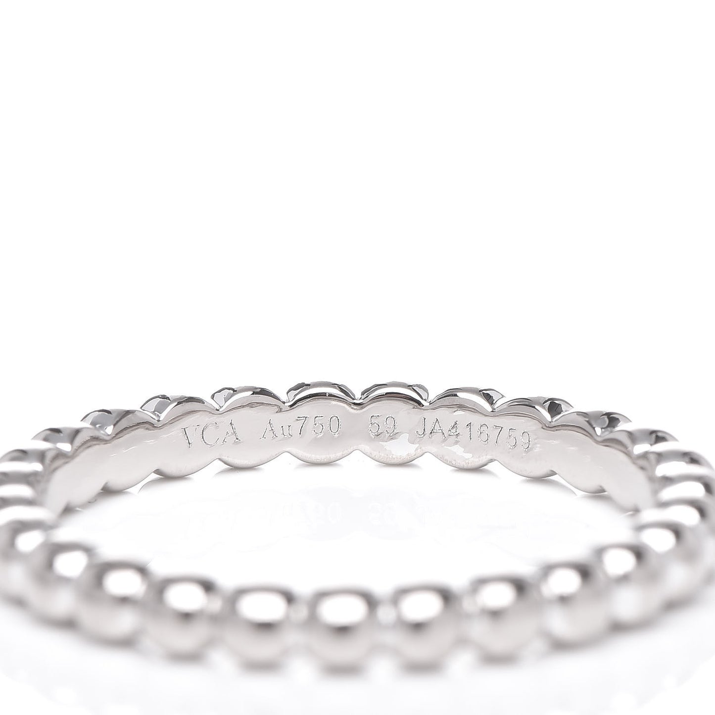 18K White Gold Medium Perlee Ring 59 8.75