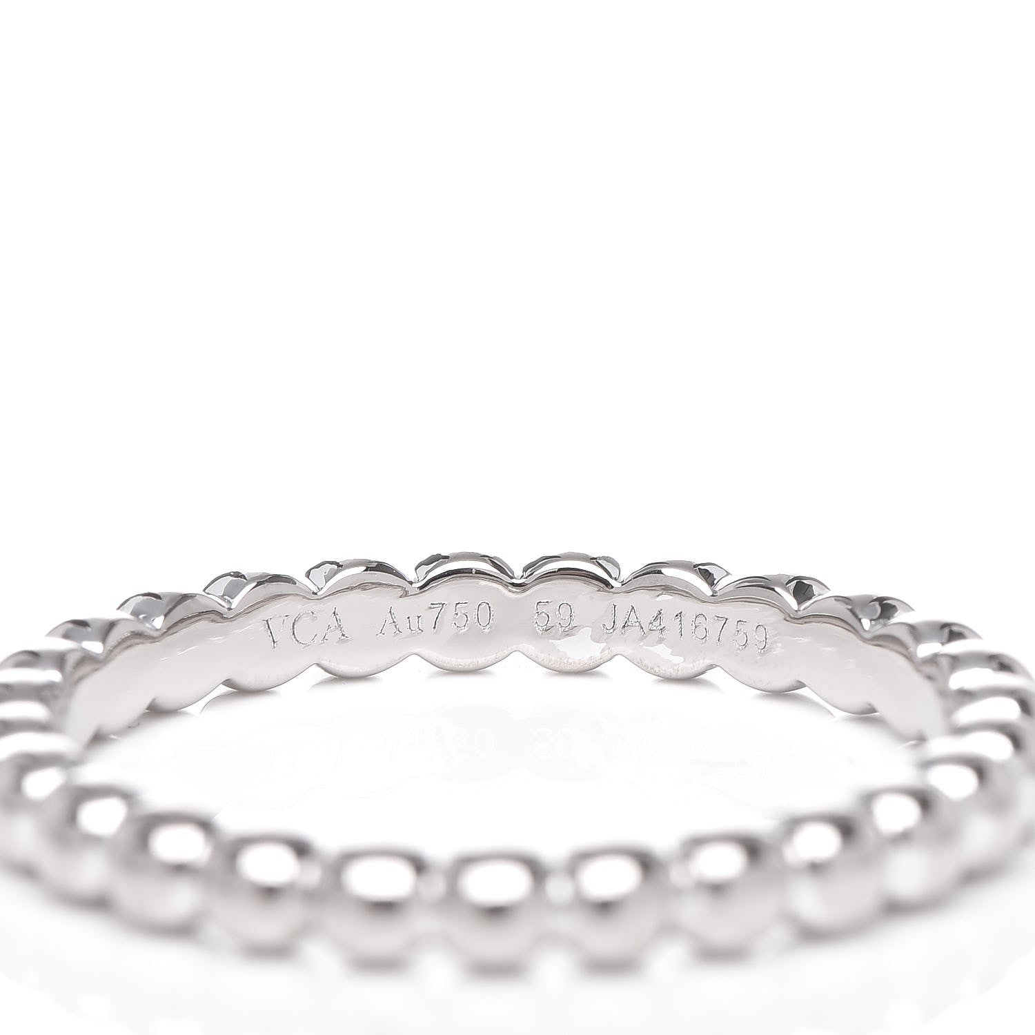 Van Cleef & Arpels 18K White Gold Medium Perlee Ring 59 8.75 4 of 5
