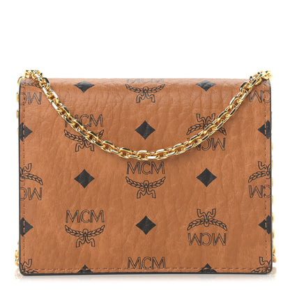 MCM Visetos Original Mini Chain Wallet Cognac 1 of 8