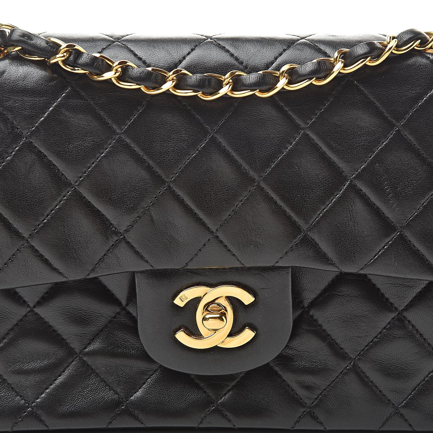 Lambskin Quilted Small Double Flap Black