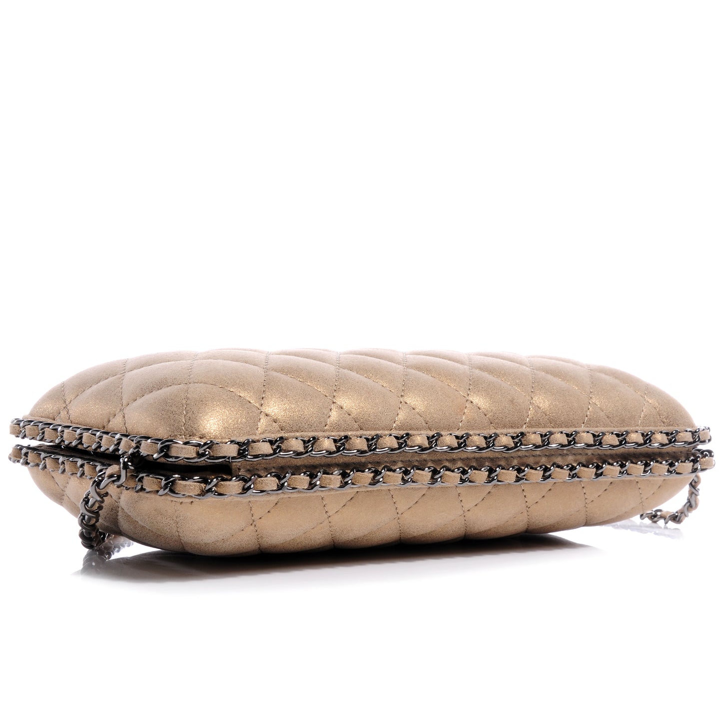 Iridescent Lambskin Small Chain Around Clutch Light Gold
