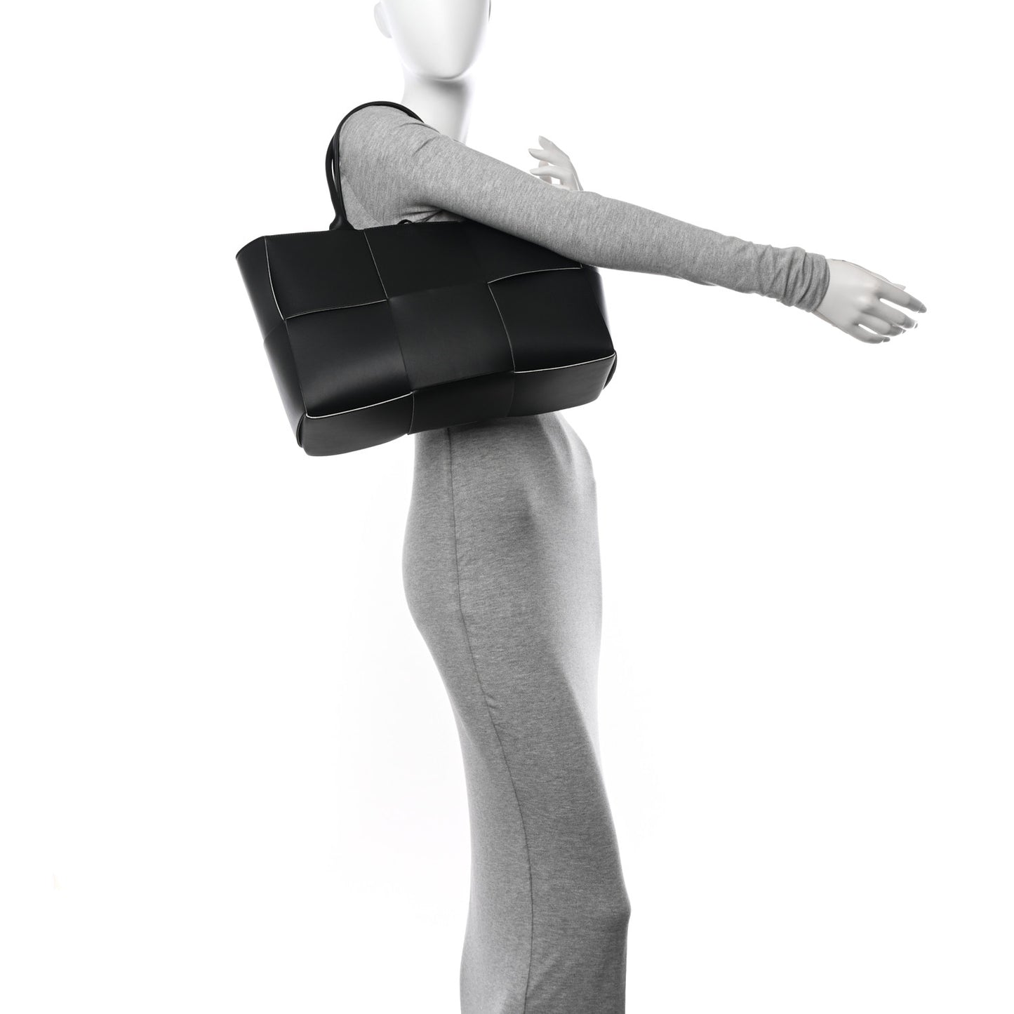 Nappa Maxi Intrecciato Arco Tote Black White