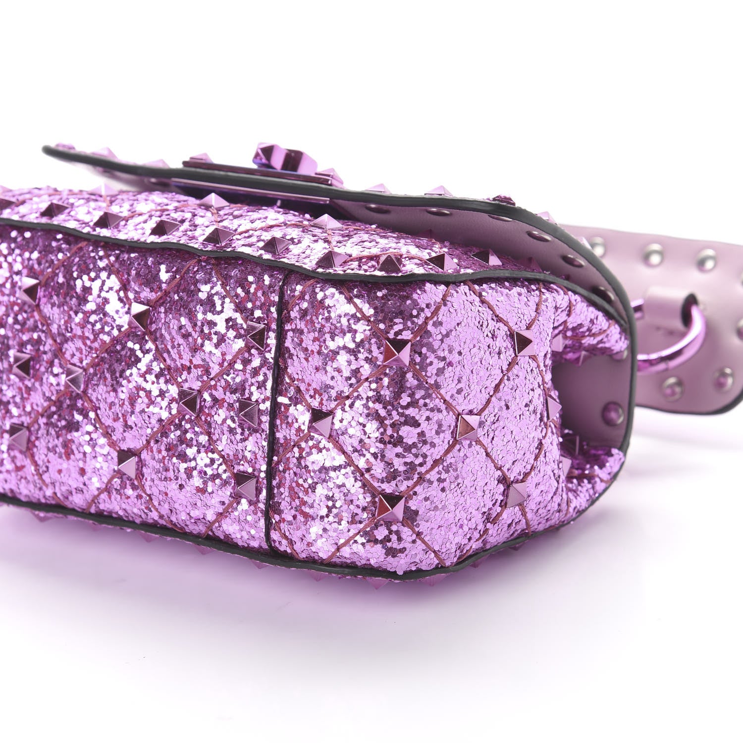 Valentino Garavani Glitter Micro Rockstud Spike Shoulder Bag Water Lilac 7 of 10