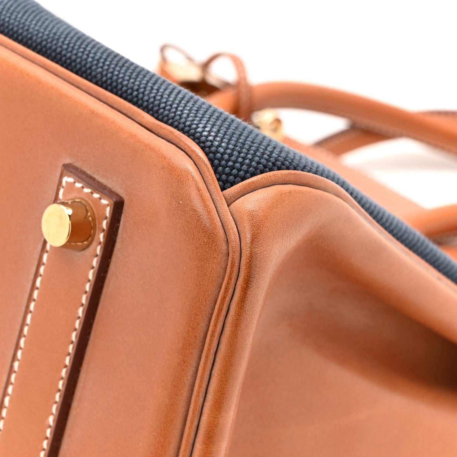 Hermes Toile Natural Barenia Flag Birkin 35 Fauve Bleu Indigo Bleu Thalassa 12 of 19