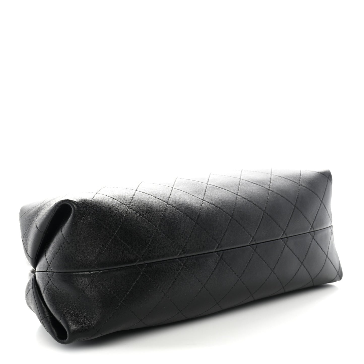 Lambskin Stitched Clutch With Chain Black