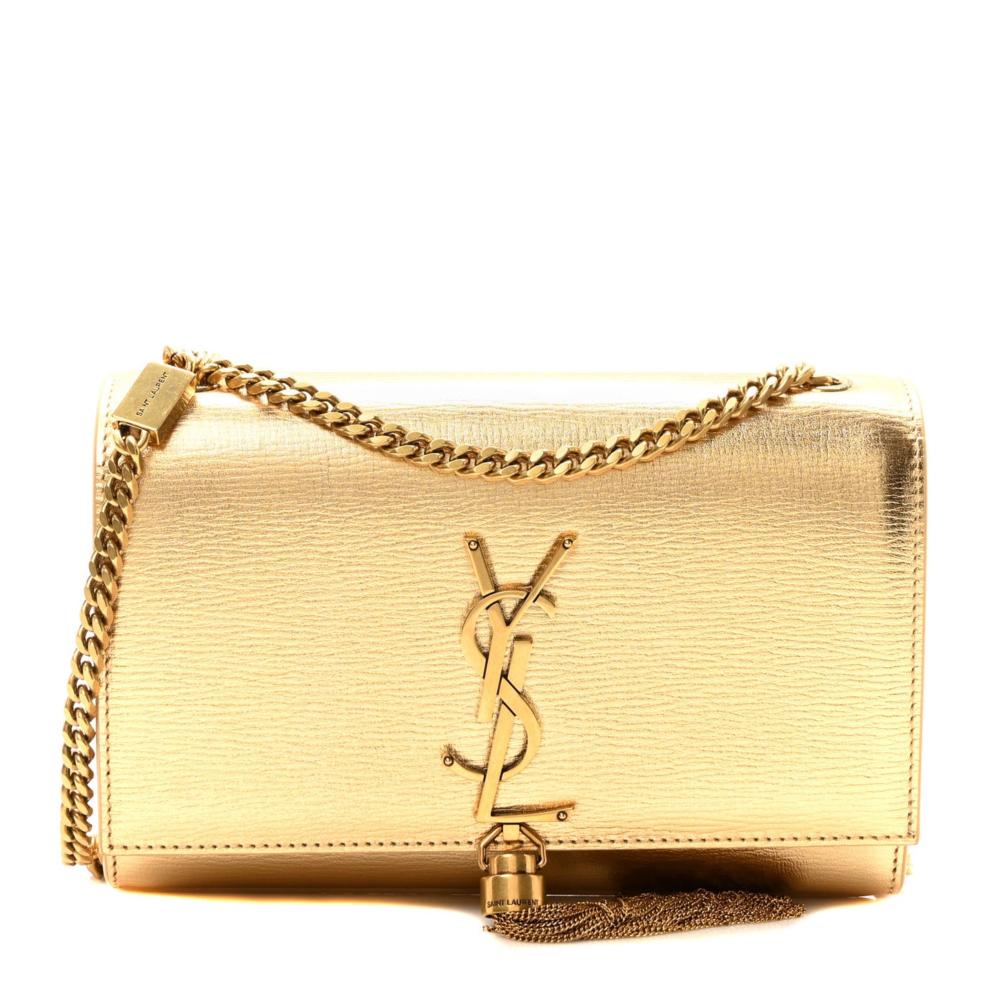 Metallic Calfskin Small Classic Monogram Kate Tassel Satchel Gold