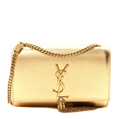 Saint Laurent Metallic Calfskin Small Classic Monogram Kate Tassel Satchel Gold 1 of 10
