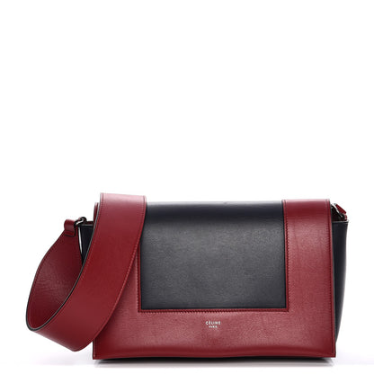 Celine Shiny Smooth Calfskin Medium Frame Shoulder Bag Red Navy 1 of 9