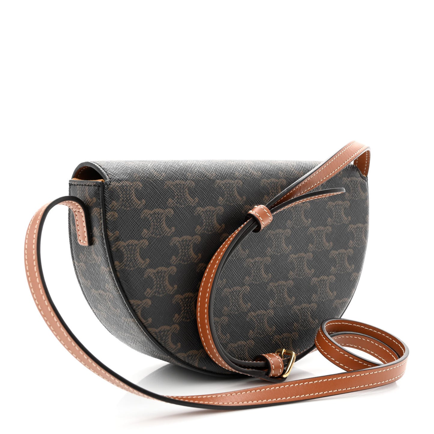 Calfskin Triomphe Canvas Besace Tan